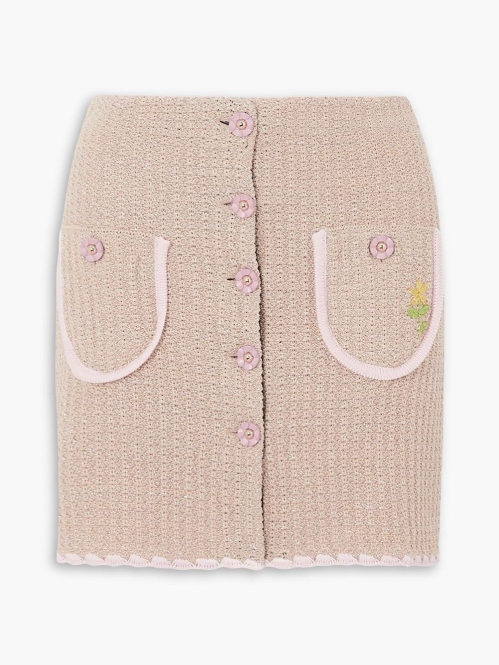 Chiara embroidered crocheted metallic cotton-blend mini skirt